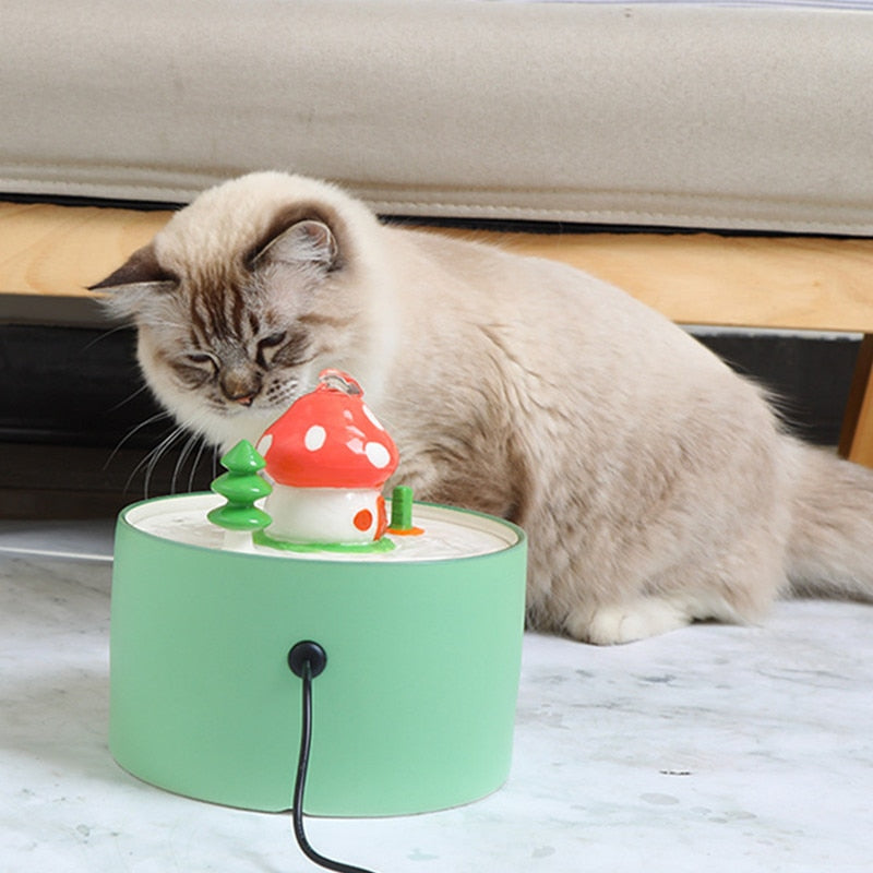 Mushroom Cat Water Fountain