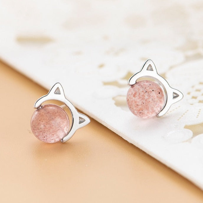 Pink Cat Eye Earrings