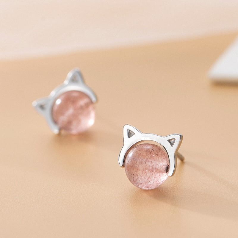 Pink Cat Eye Earrings