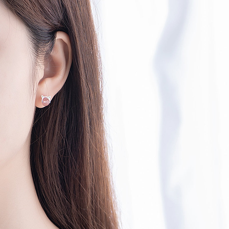 Pink Cat Eye Earrings