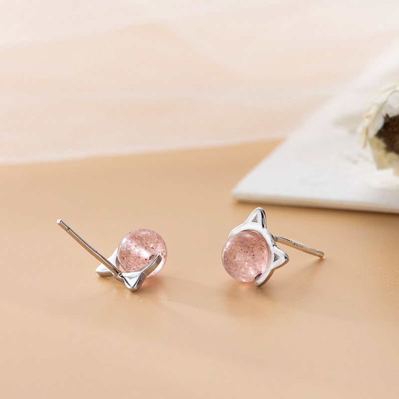 Pink Cat Eye Earrings