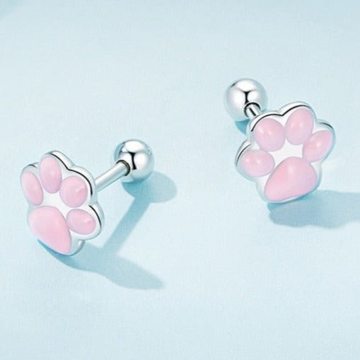 Pink Cat Paw Earrings