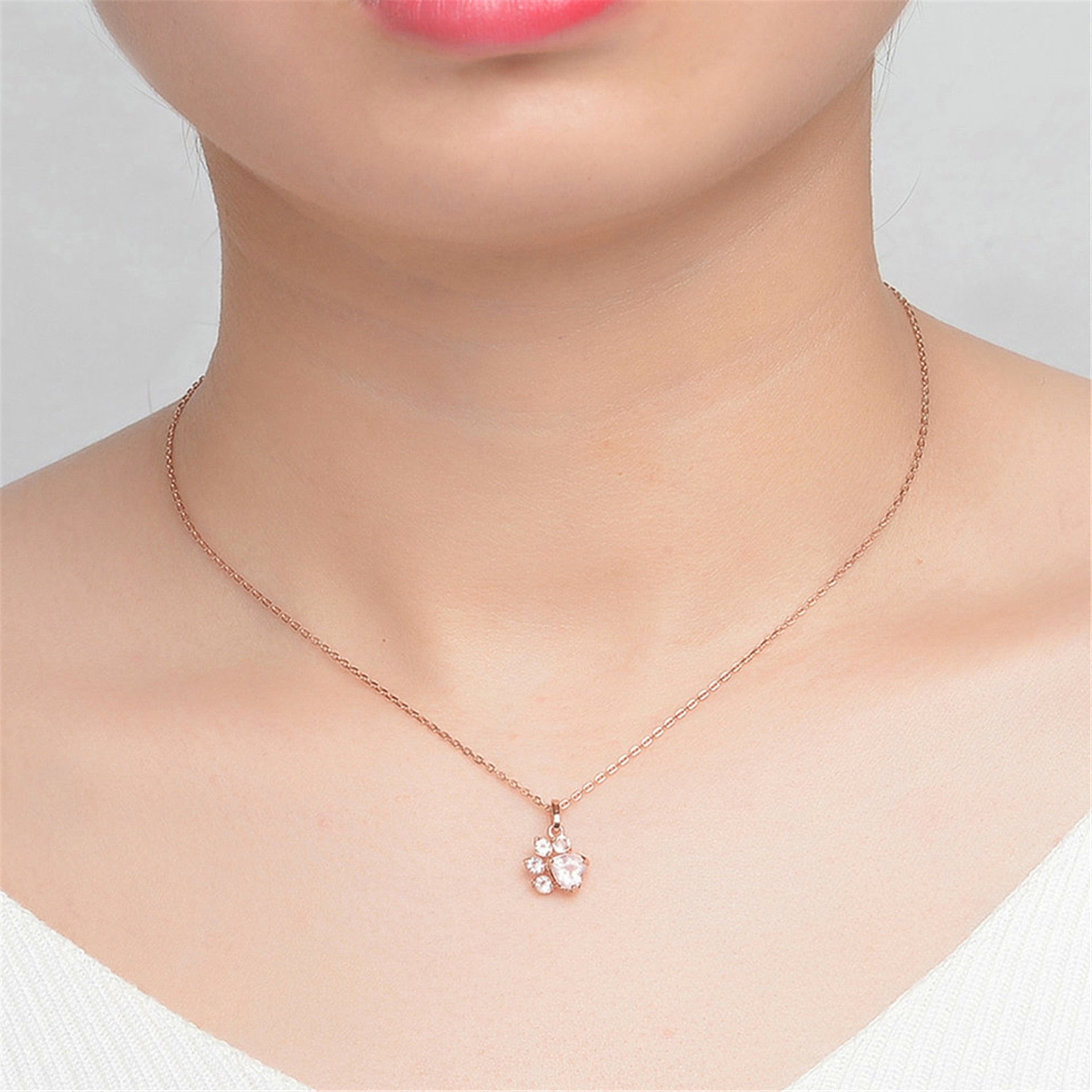 Pink Cat Paw Necklace