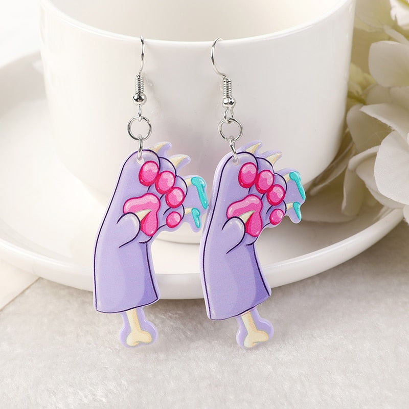 Pink Halloween Cat Earrings