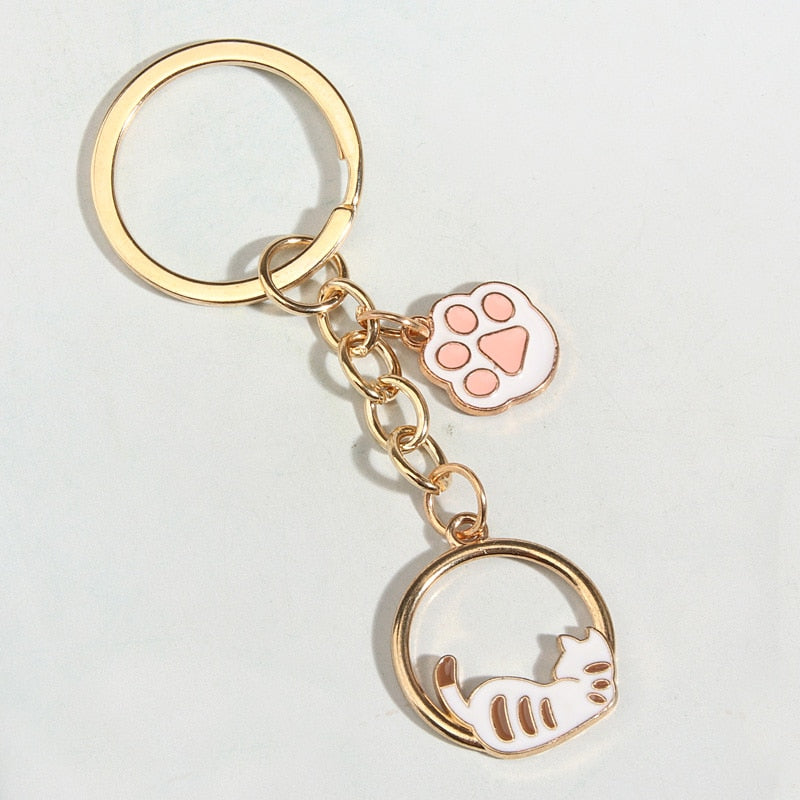 Pink Paw Cat Keychain