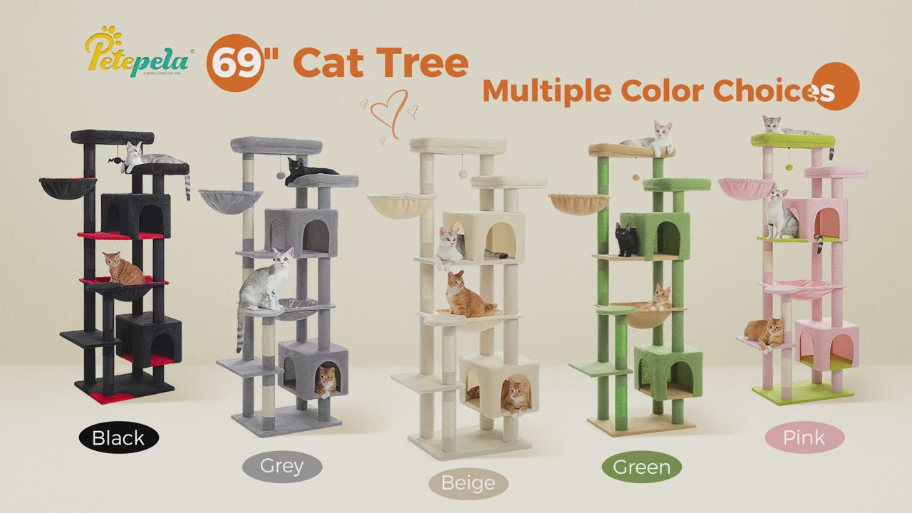 Video: tiragraffi per gatti 175 cm HighNest™ – presentazione completa con amaca spaziosa, 2 condo e piattaforme extra-large