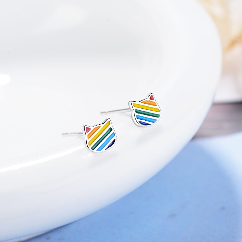 Rainbow Cat Earrings