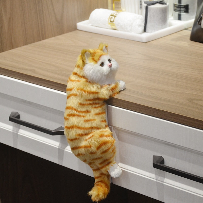 Realistic climbing cat plush