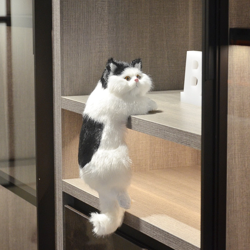 Realistic climbing cat plush