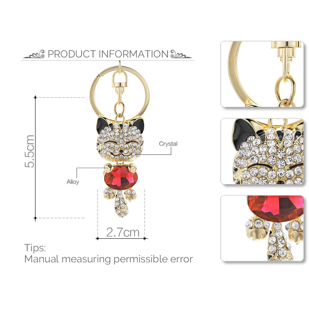 Rhinestone Cat Keychain