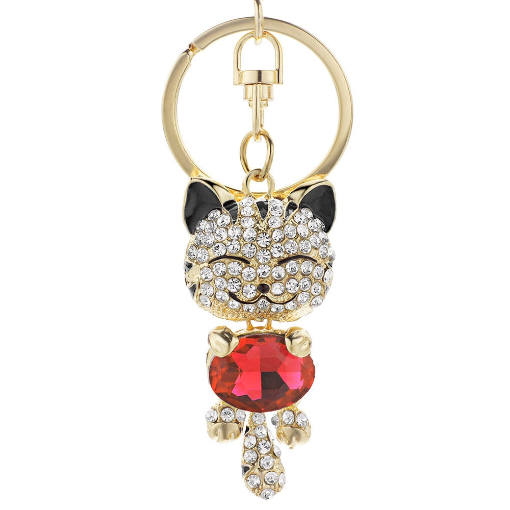 Rhinestone Cat Keychain