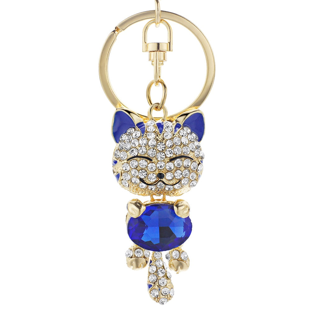 Rhinestone Cat Keychain