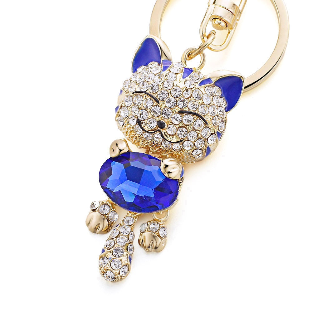 Rhinestone Cat Keychain