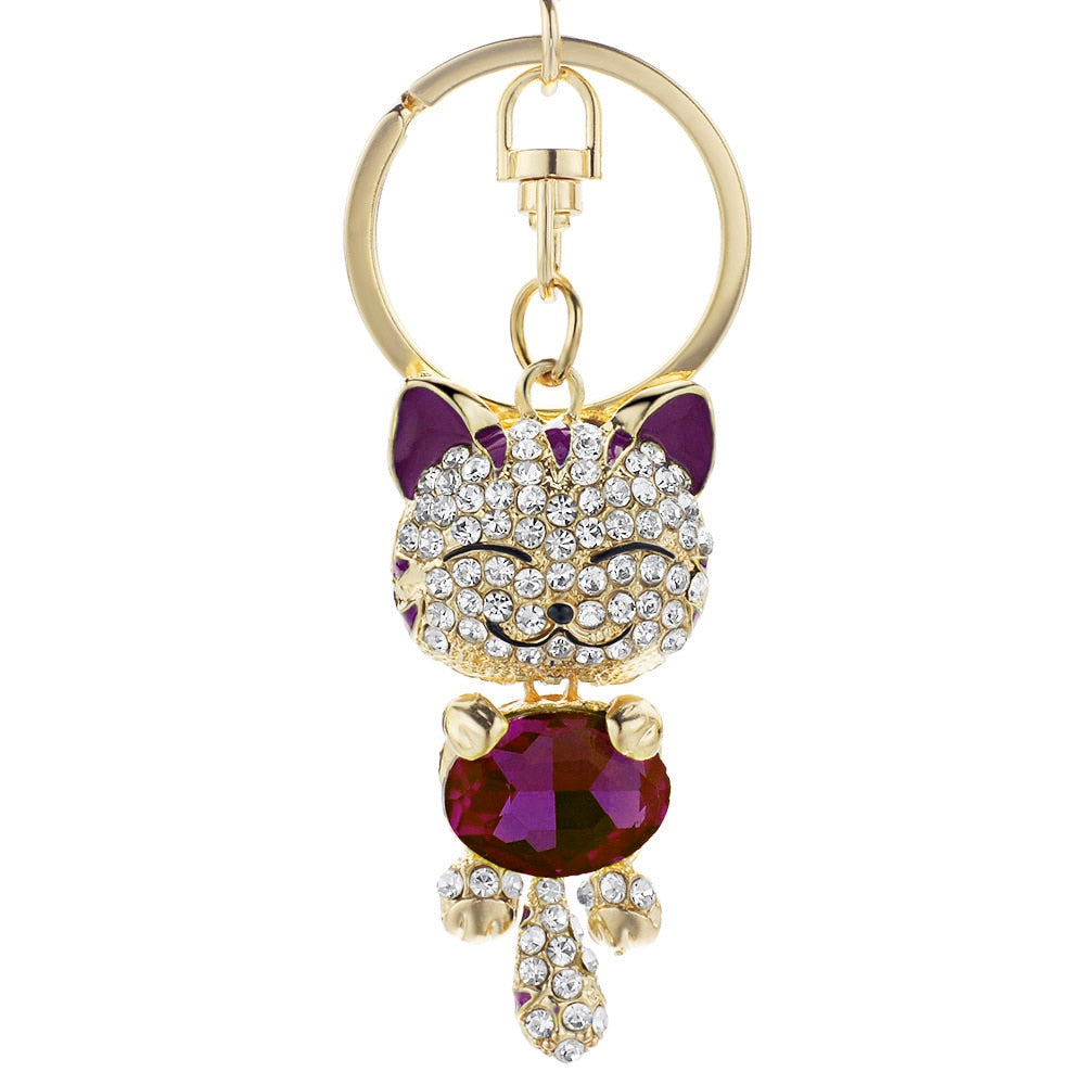 Rhinestone Cat Keychain