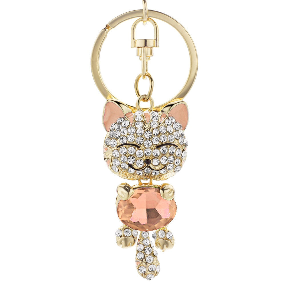 Rhinestone Cat Keychain