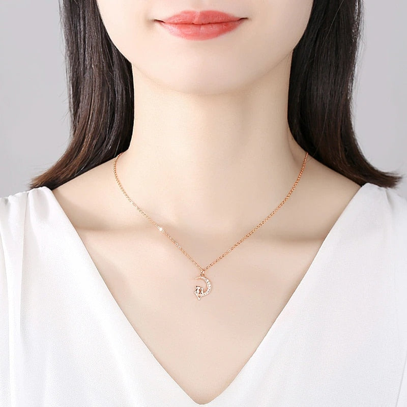 Rhinestone Cat Necklace