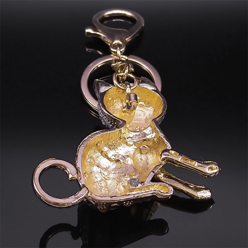 Rhinestone Egyptian Cat Keychain