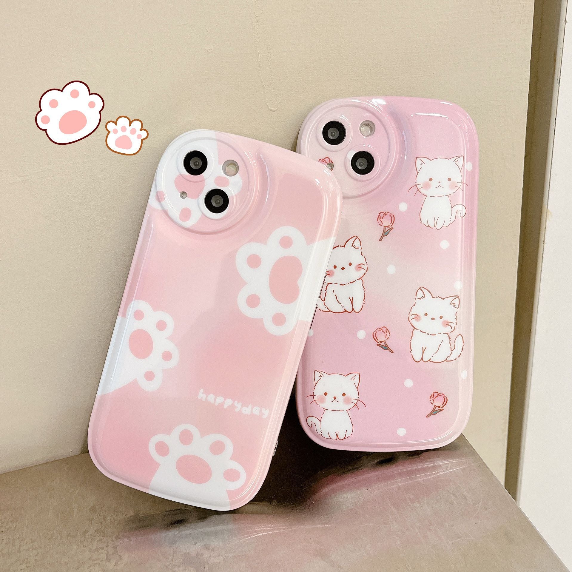 Rose White iPhone Cat Phone Case