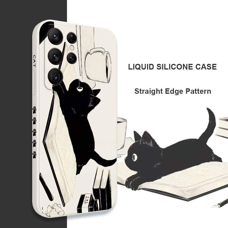 Samsung Galaxy Black and White Cat Phone Case