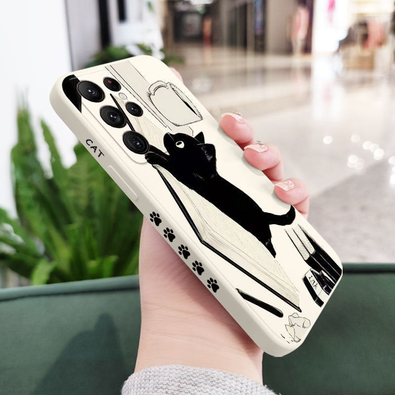 Samsung Galaxy Black and White Cat Phone Case