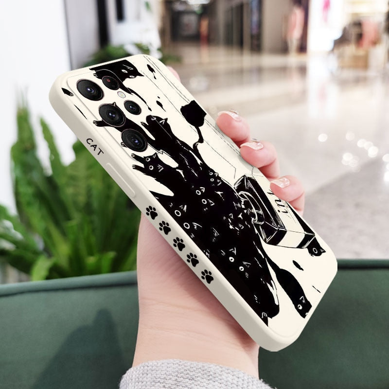 Samsung Galaxy Black and White Cat Phone Case
