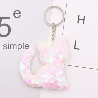 Sequin Cat Keychain