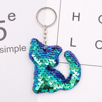 Sequin Cat Keychain