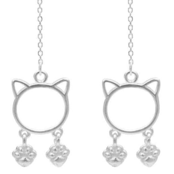 Silver Cat Earrings