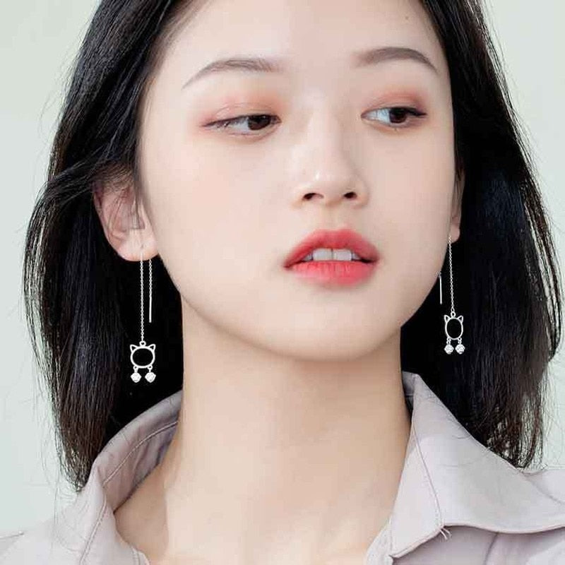 Silver Cat Earrings