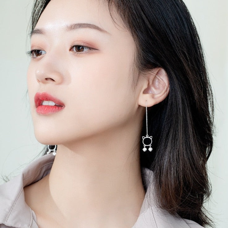 Silver Cat Earrings