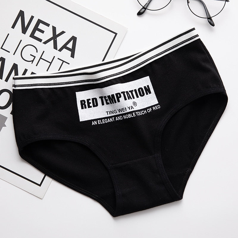 Simple Black White Cat Panties