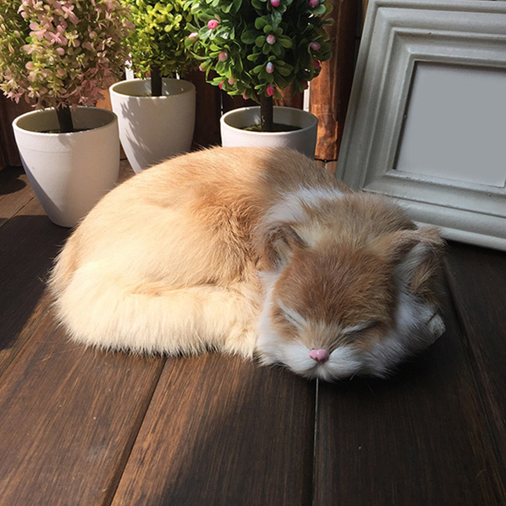 Sleeping Realistic Cat Plush