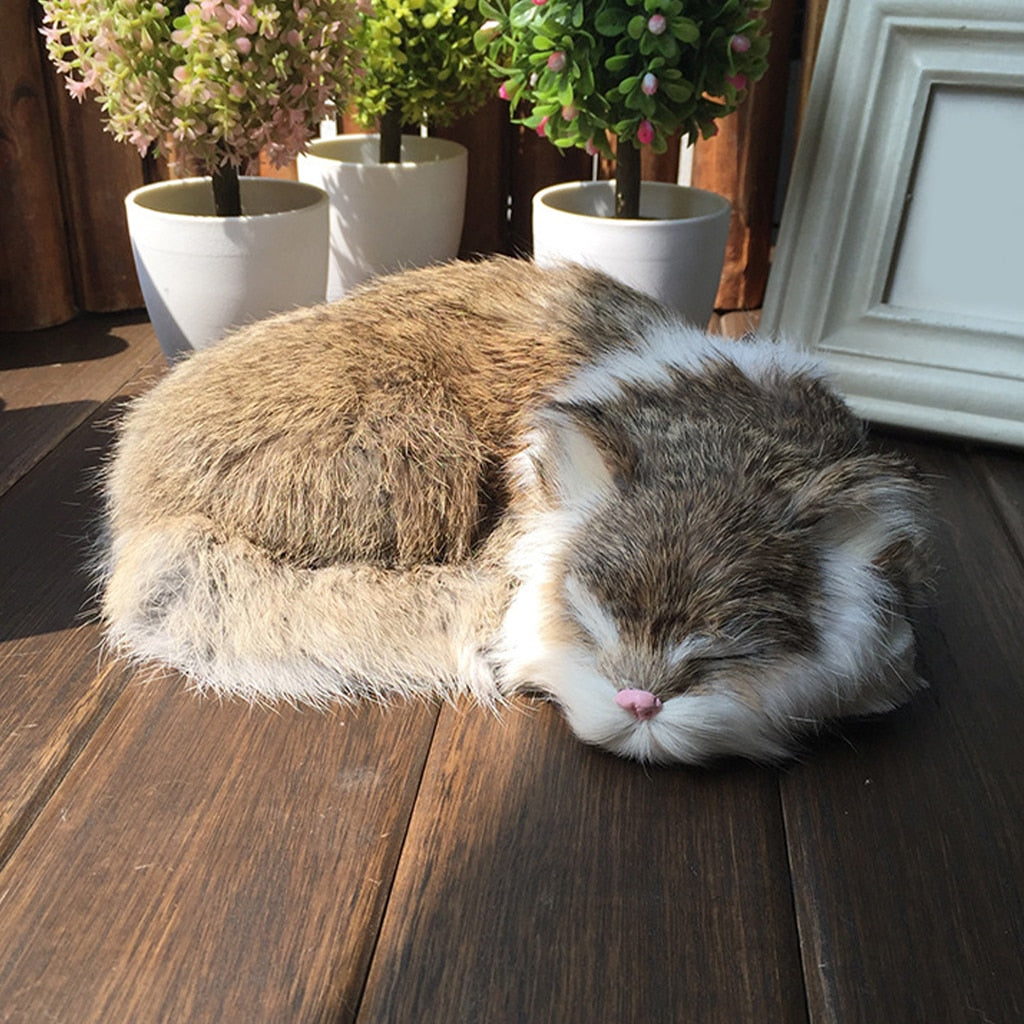 Sleeping Realistic Cat Plush