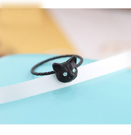 Small Black Cat Ring