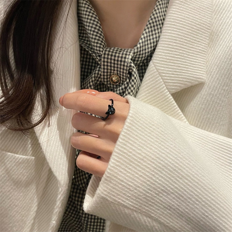 Small Black Cat Ring