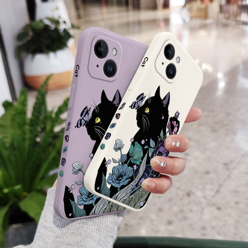 Soft Black iPhone Cat Phone Case