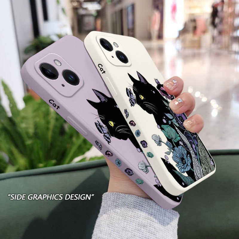 Soft Black iPhone Cat Phone Case