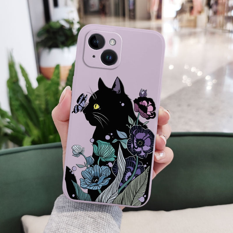 Soft Black iPhone Cat Phone Case