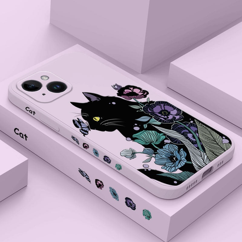 Soft Black iPhone Cat Phone Case