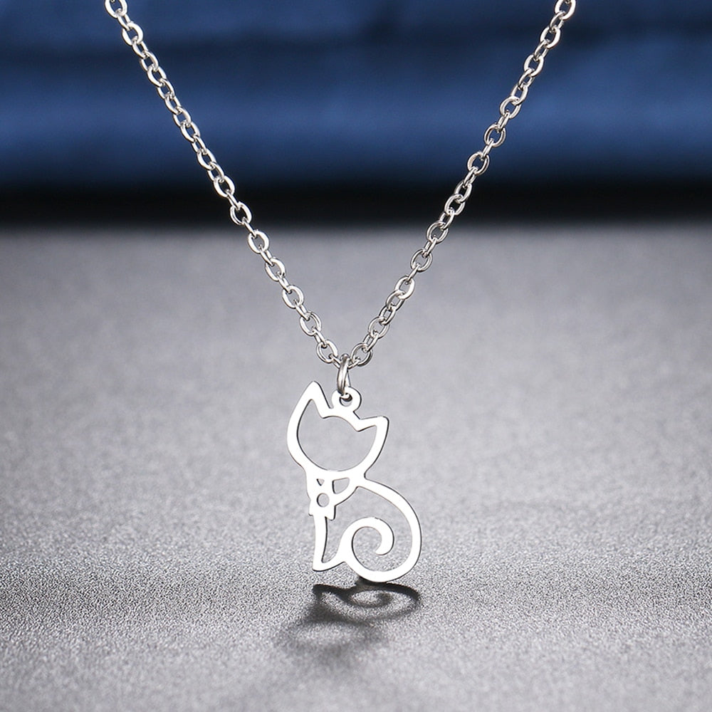 Stainless Steel Cat Necklace