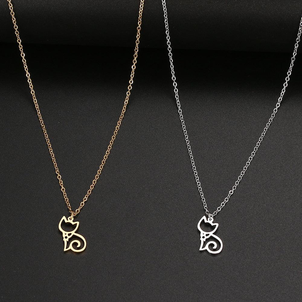 Stainless Steel Cat Necklace