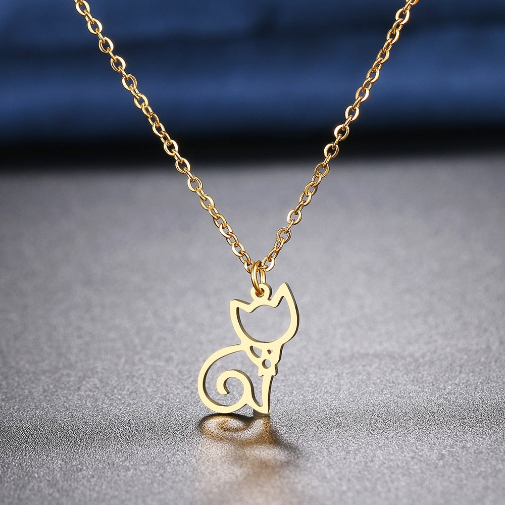 Stainless Steel Cat Necklace