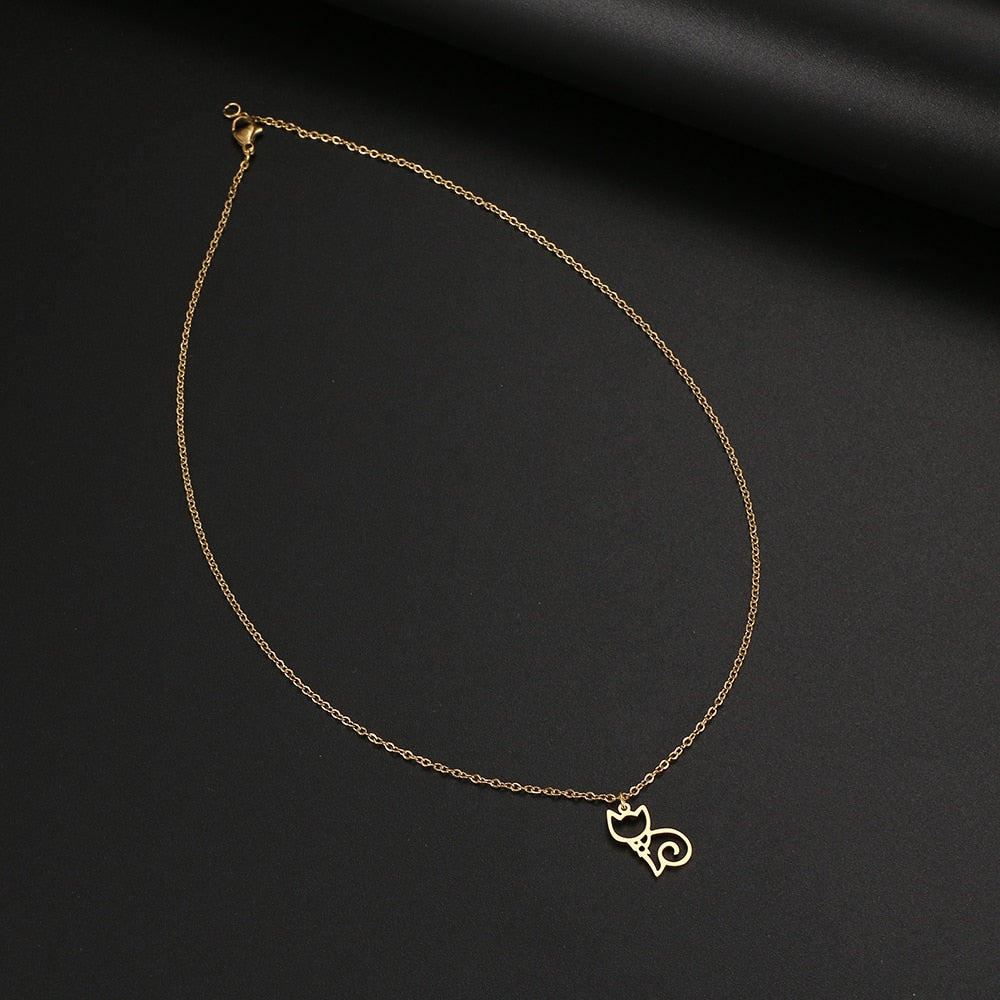 Stainless Steel Cat Necklace