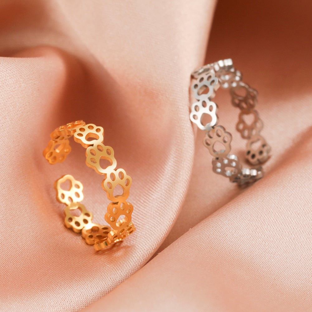 Stainless Steel Cat Paw Ring