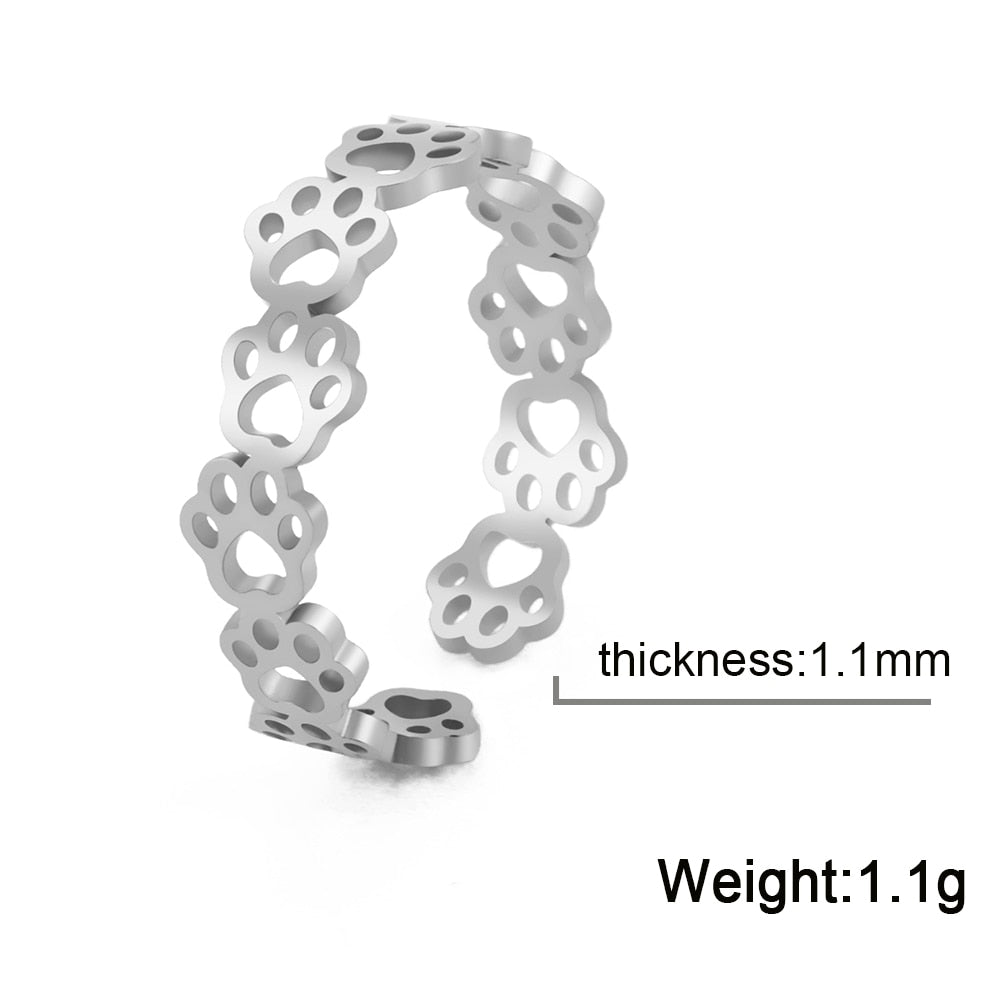 Stainless Steel Cat Paw Ring