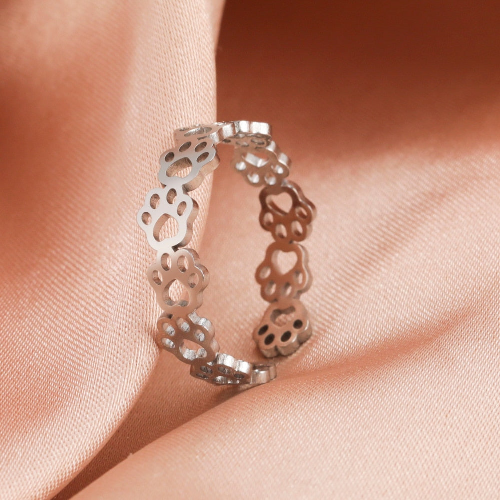 Stainless Steel Cat Paw Ring