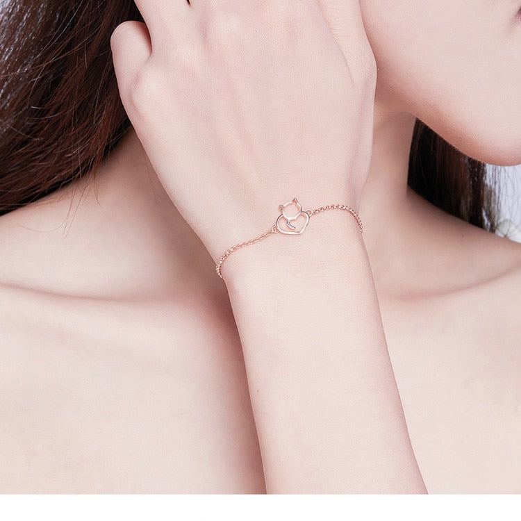 Sterling Silver Cat Bracelet