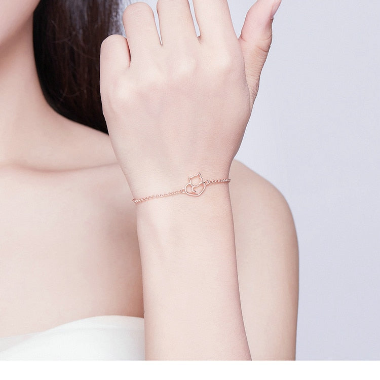 Sterling Silver Cat Bracelet