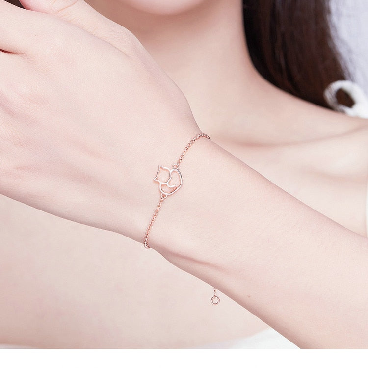 Sterling Silver Cat Bracelet