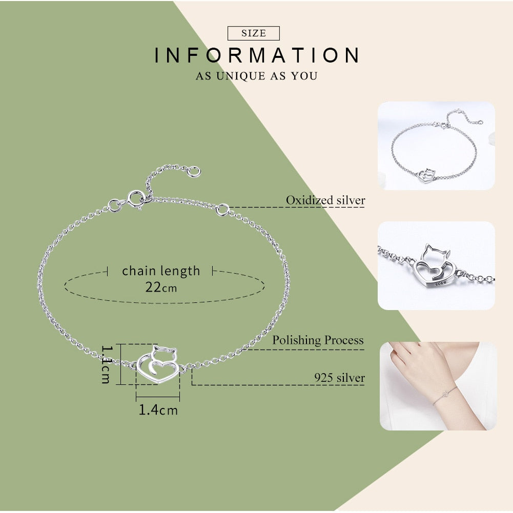 Sterling Silver Cat Bracelet